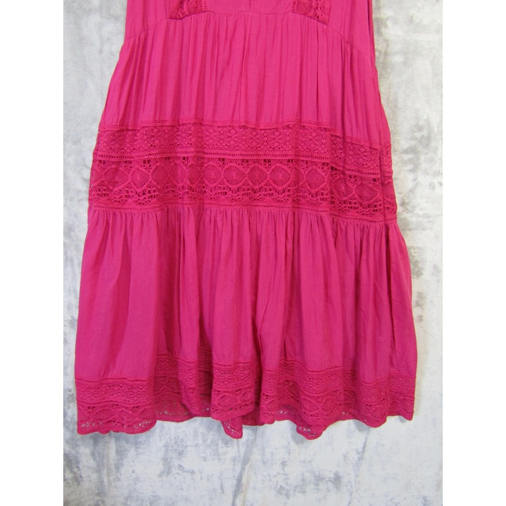 Sundance Maxi Dress Womens XL Pink Excellent Boho Crochet Lace Tiered Sleeveless - Picture 4 of 11